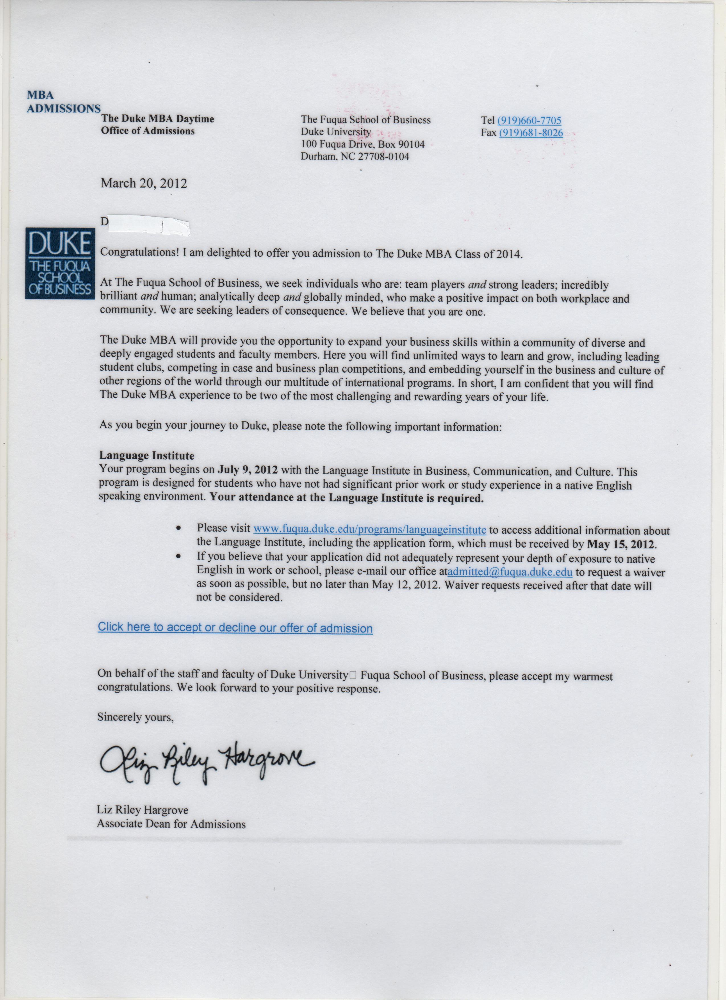 Letter of recommendation for college admission