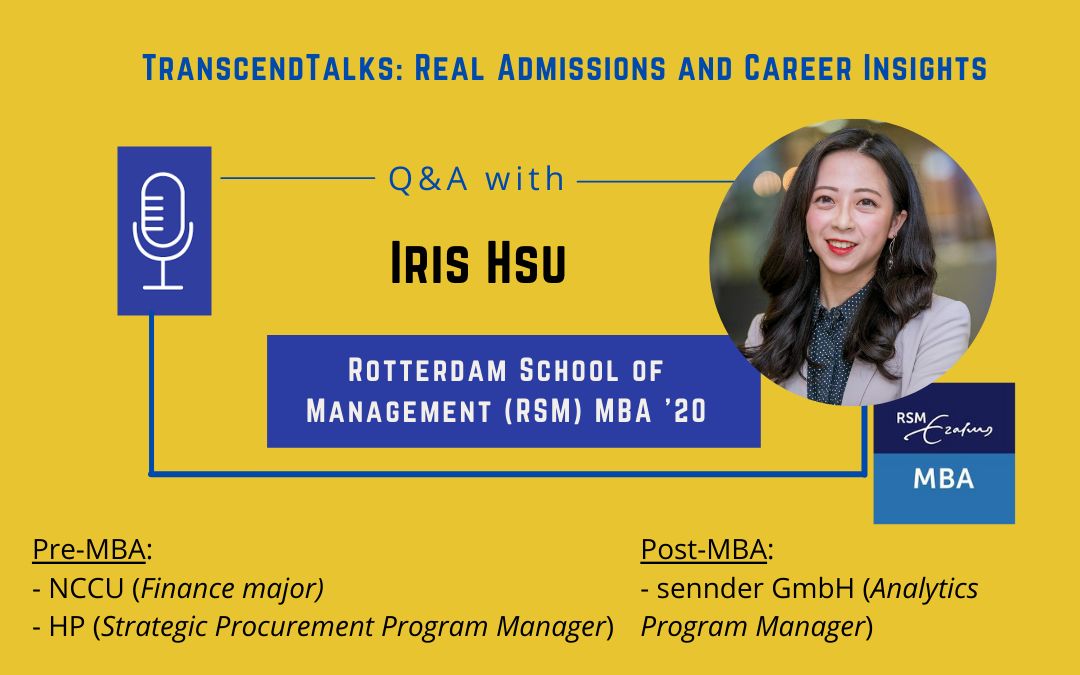 Transcend Talks: Q&A with Iris Hsu – Rotterdam School of Management (RSM) MBA ’20