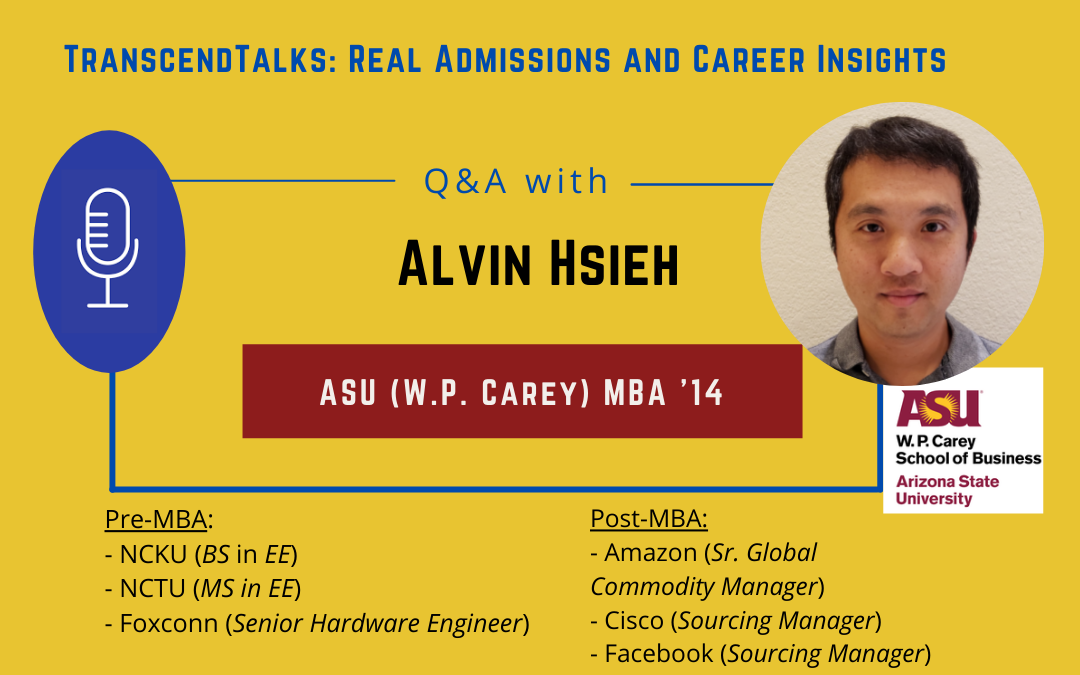 Transcend Talks: Q&A with Alvin Hsieh – ASU (W.P. Carey) MBA ’14